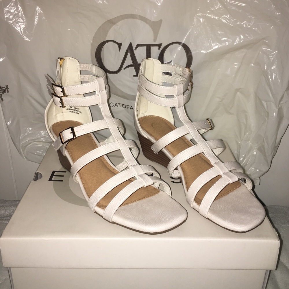 Strappy white sandals!